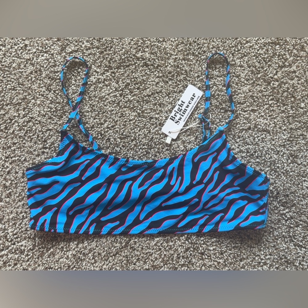 Blue zebra Bright swimwear bikini top